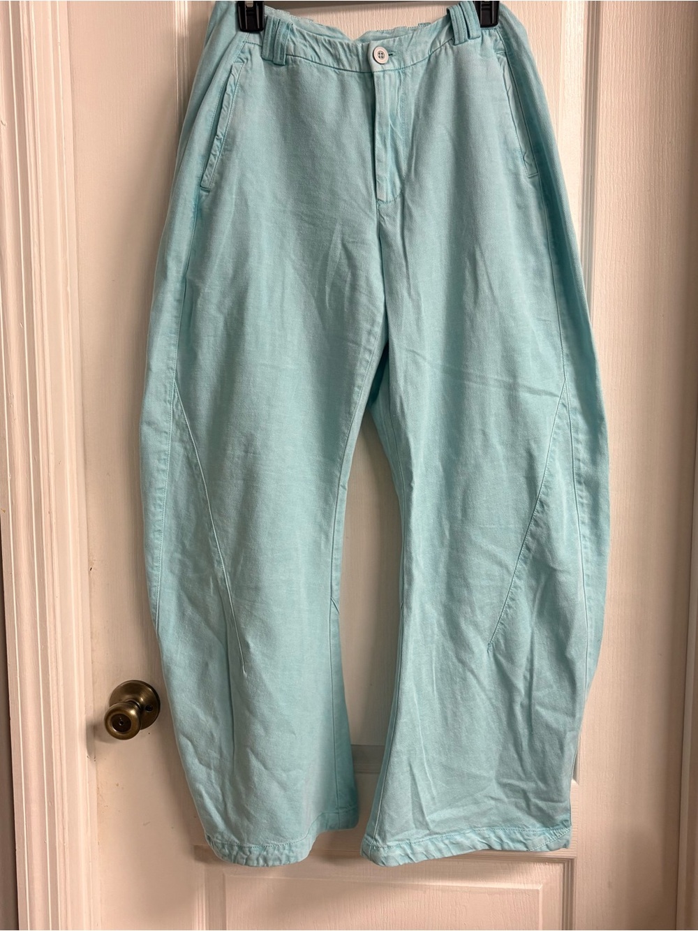 Free People Spotlight Barrel Leg Cotton Blend Trousers